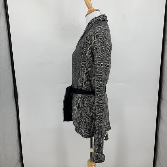 Sparrow Cardigan Womens S Small White Black Wool Cashmere Blend Tie Open Front - Picture 5 of 11